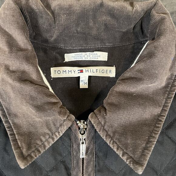 Tommy Hilfiger Quilted Barn Jacket Women’s Medium Black Corduroy Collar - Picture 2 of 10